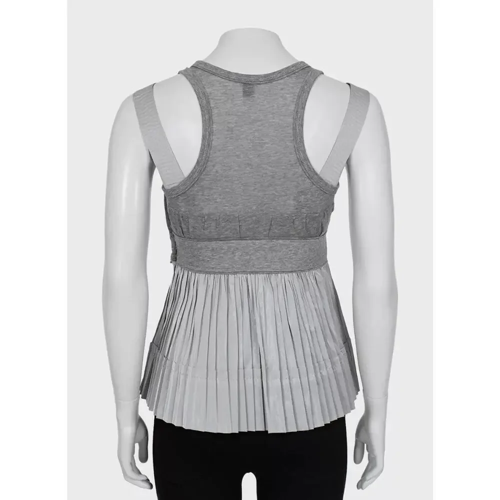 NWT Louis Vuitton Vintage Gray Pleated Flare Top Blouse FR-36 France